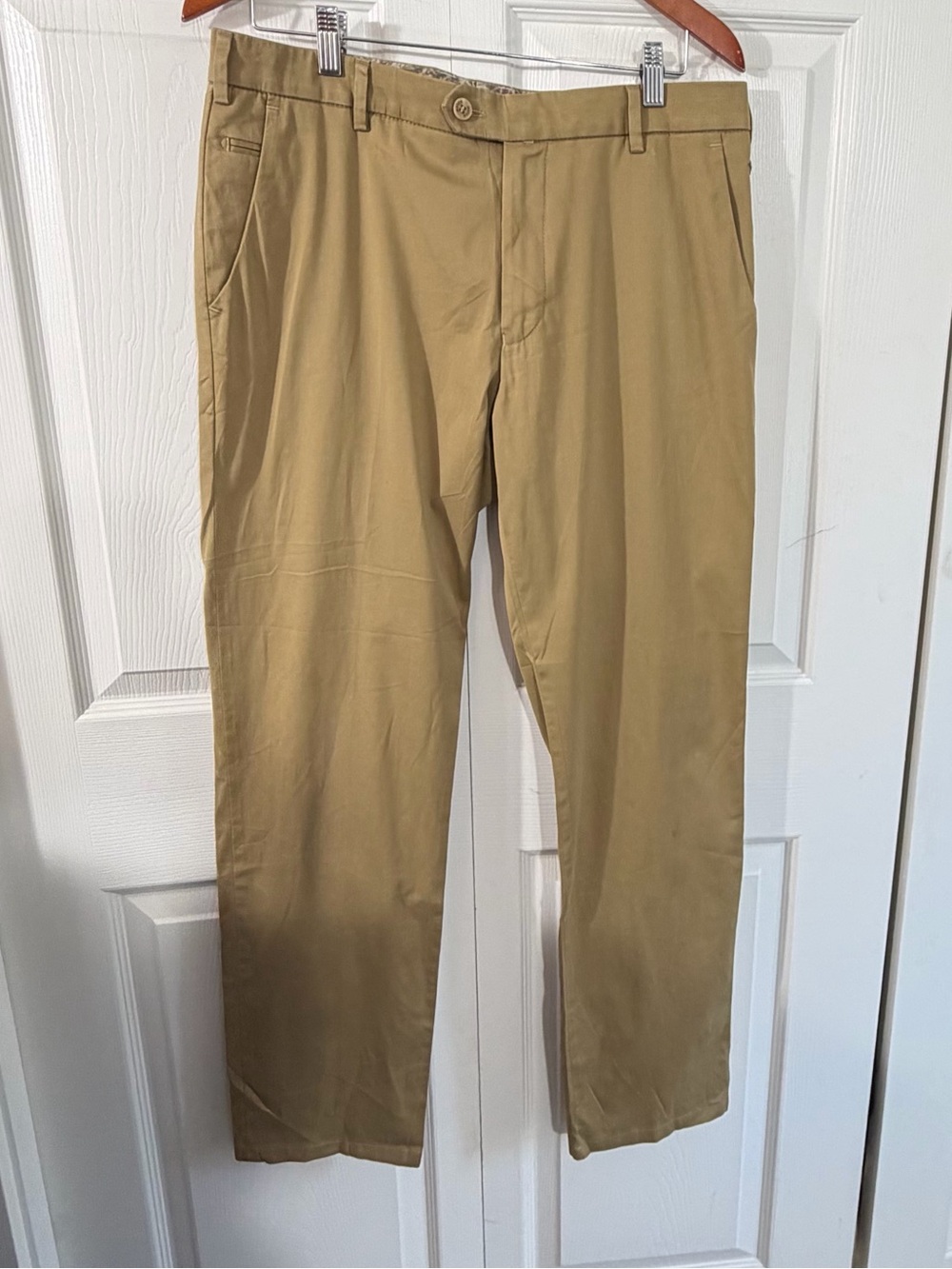 Meyer Bonn Mens Dress Pants Khaki Size 52 EU Flat Front US size 36 Trousers